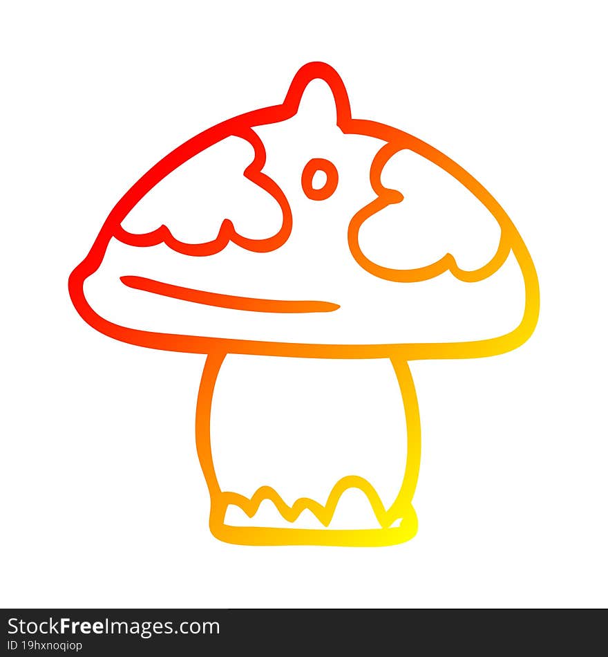 warm gradient line drawing cartoon mushroom