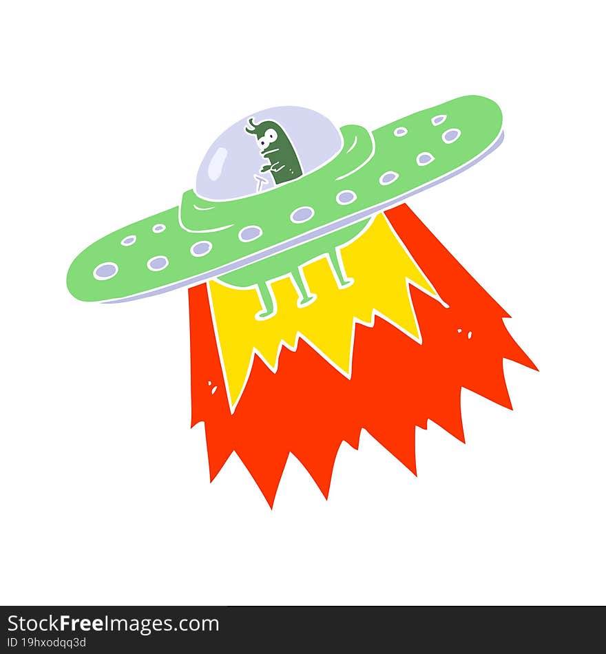 flat color illustration of a cartoon ufo