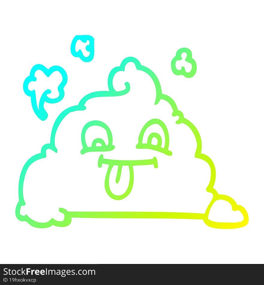 cold gradient line drawing cartoon poop