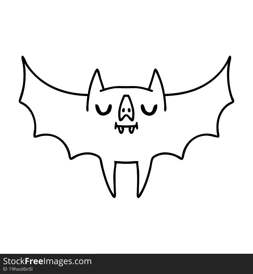 line doodle of a spooky cute halloween bat. line doodle of a spooky cute halloween bat