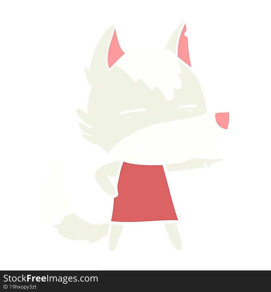 flat color style cartoon wolf showing teeth