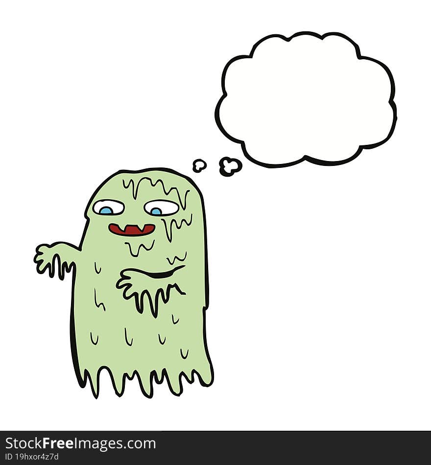 Cartoon Gross Slime Ghost With Thought Bubble