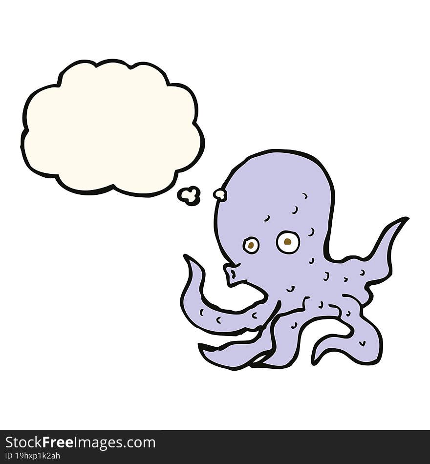 Cartoon Octopus With Thought Bubble