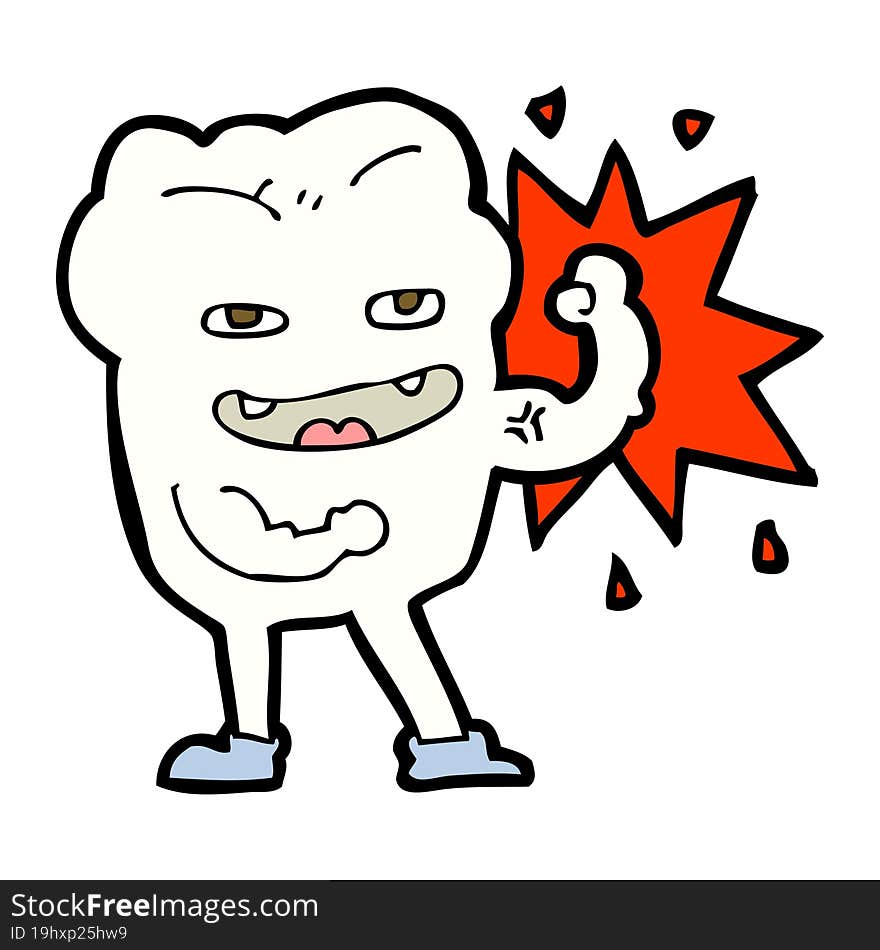 cartoon strong healthy tooth