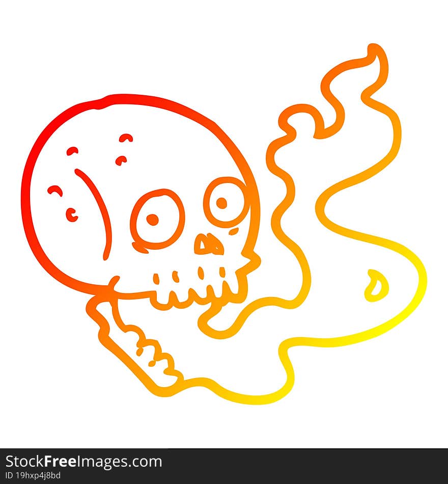 warm gradient line drawing cartoon haunted skull