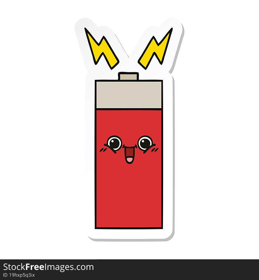 Sticker Of A Cute Cartoon Battery