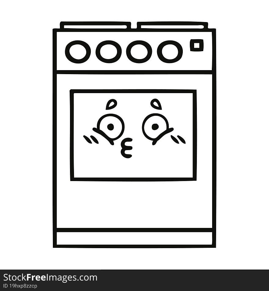 line drawing cartoon kitchen oven