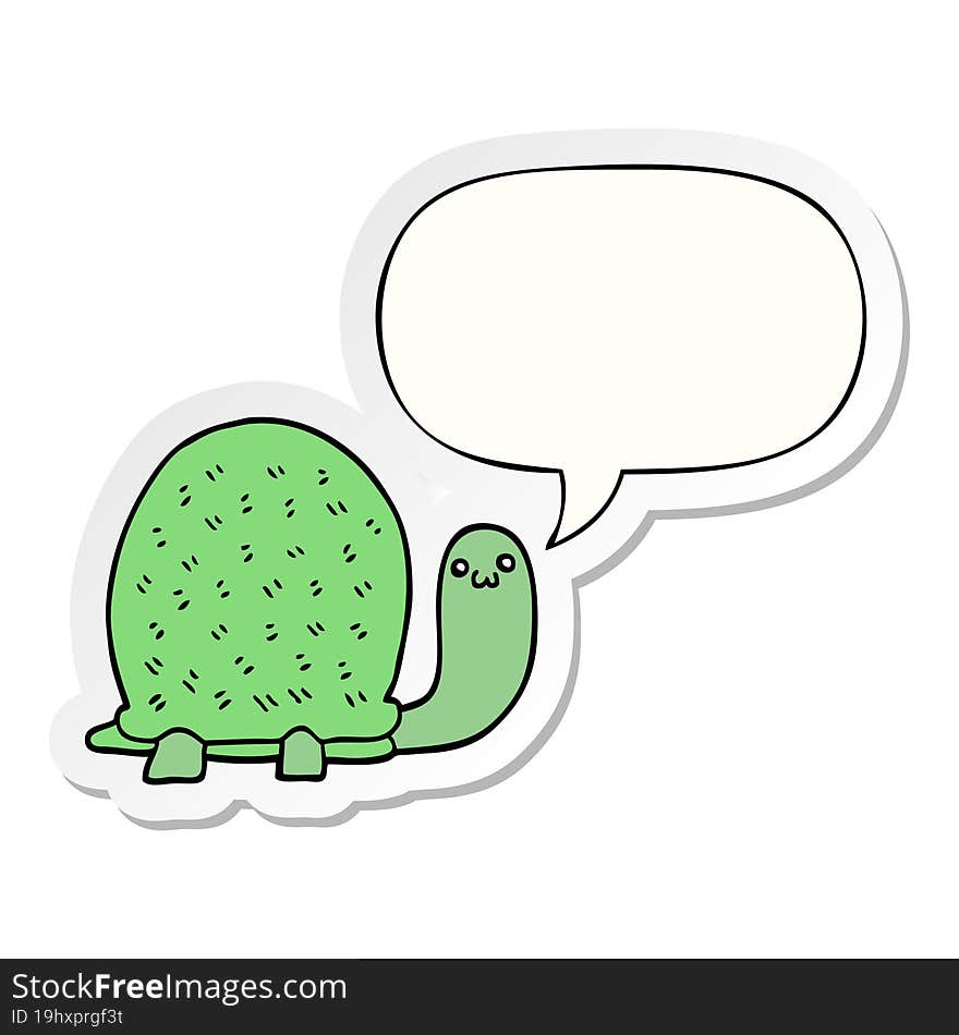 cute cartoon turtle and speech bubble sticker