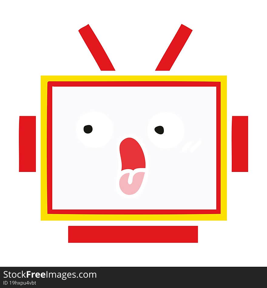 flat color retro cartoon robot head