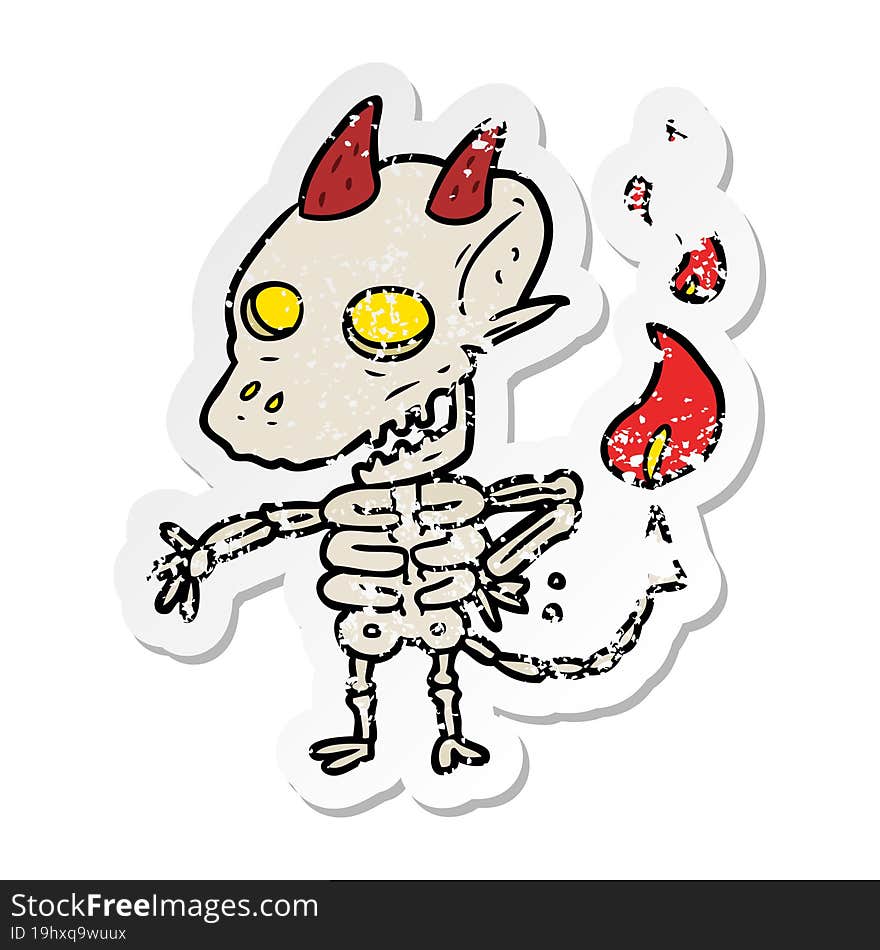 distressed sticker of a cartoon spooky demon