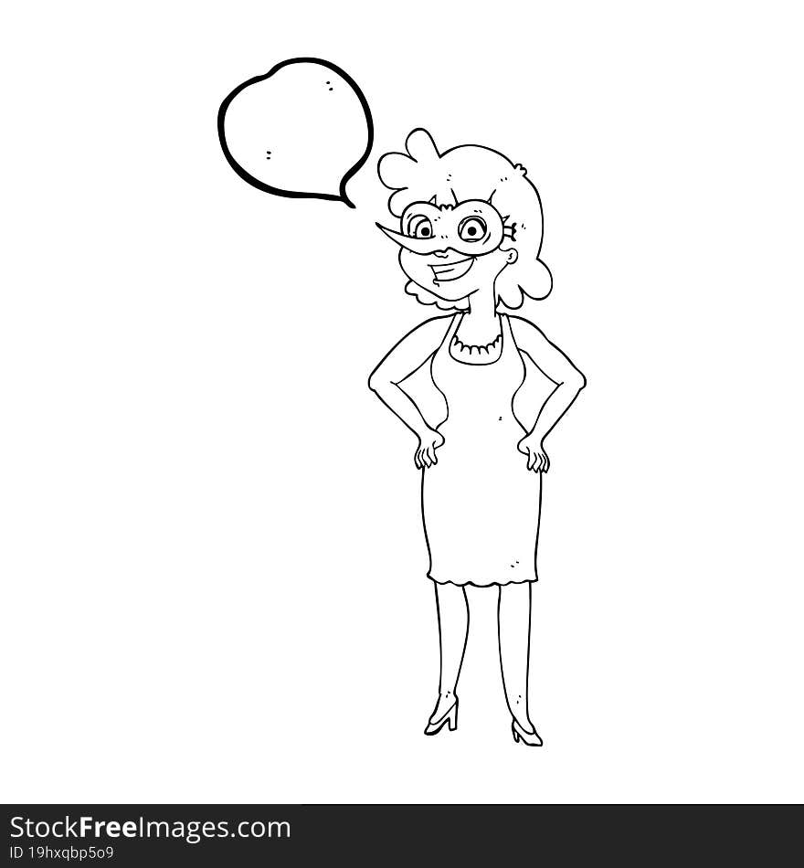 speech bubble cartoon woman wearing mask