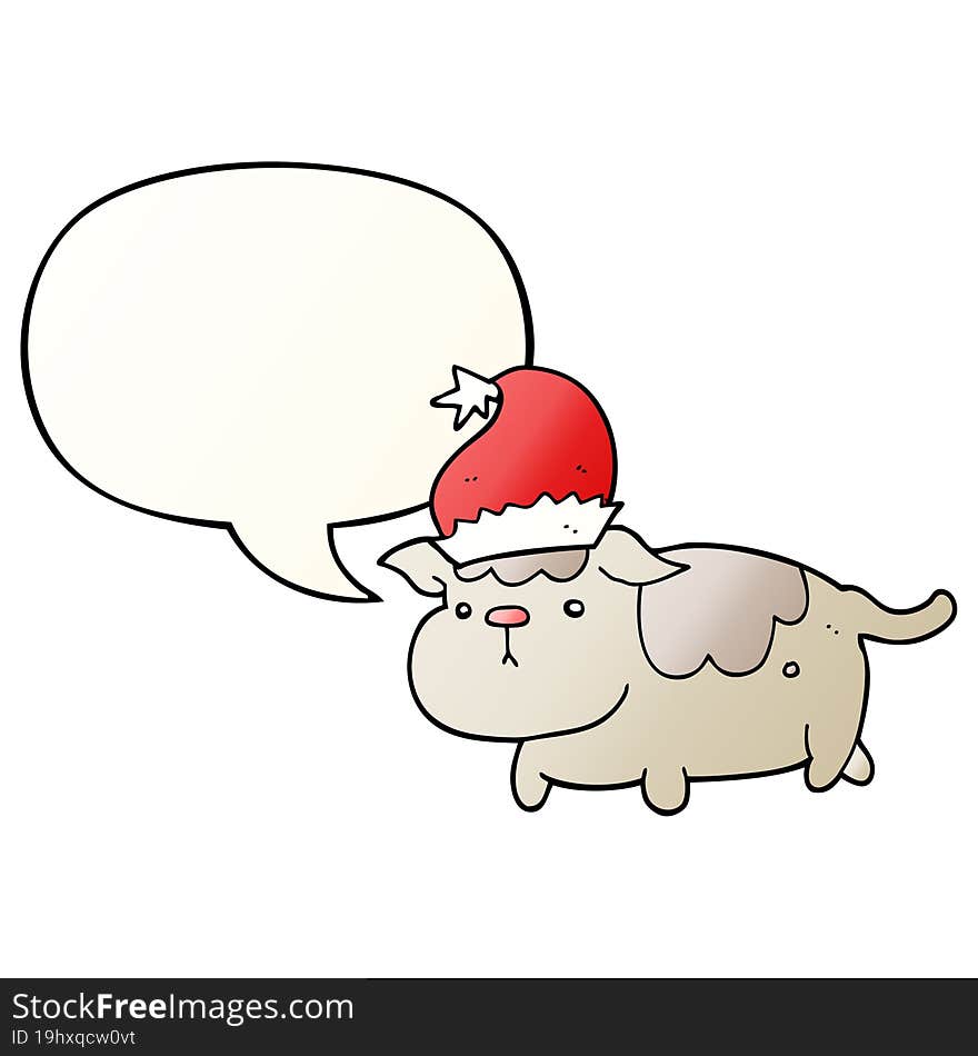 cute christmas dog with speech bubble in smooth gradient style