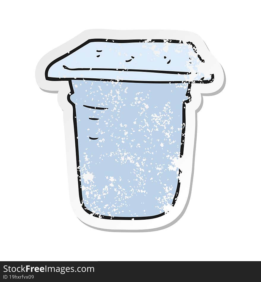 retro distressed sticker of a cartoon yogurt pot