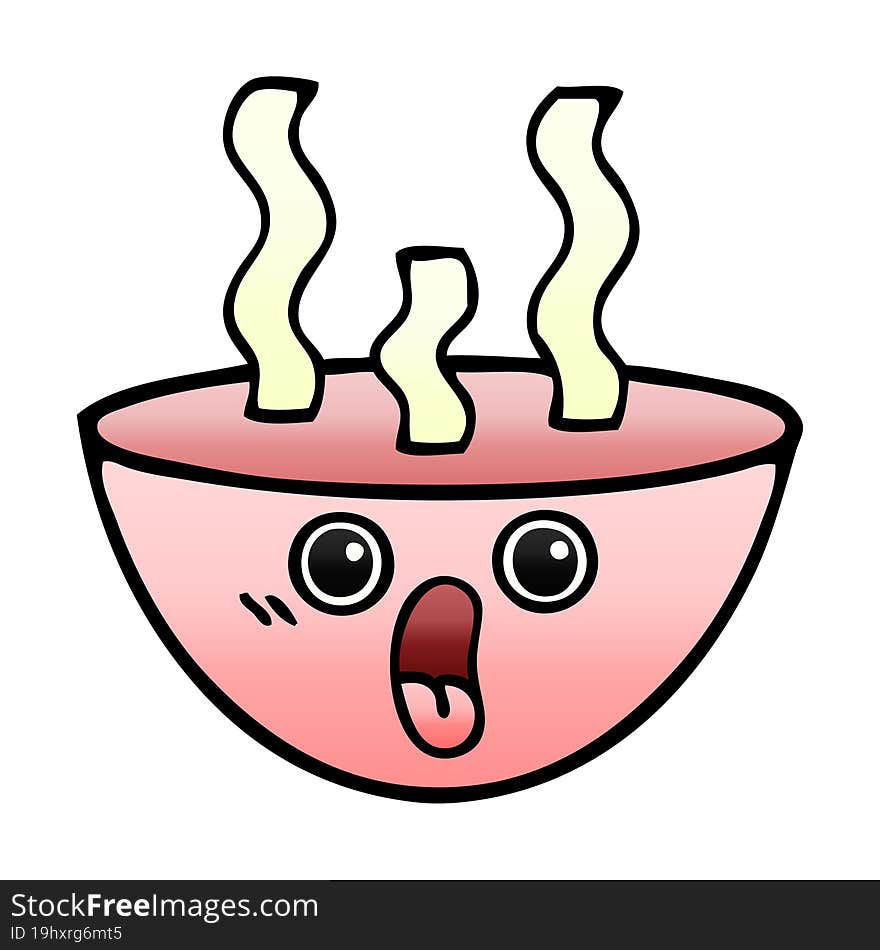 gradient shaded cartoon bowl of hot soup