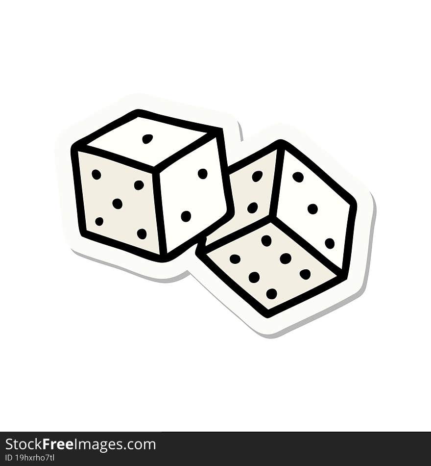 tattoo style sticker of lucky dice