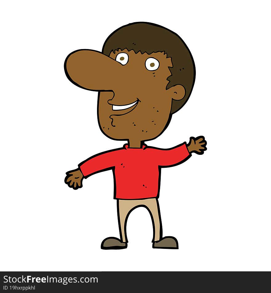 cartoon waving man