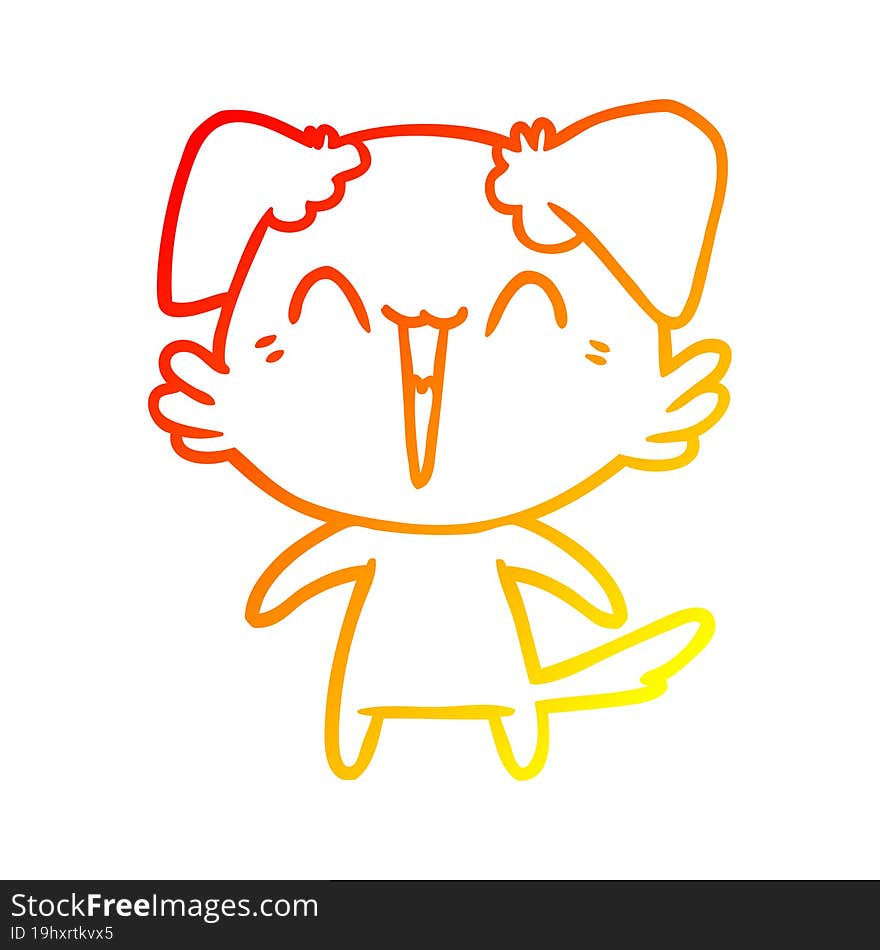 warm gradient line drawing happy little dog cartoon