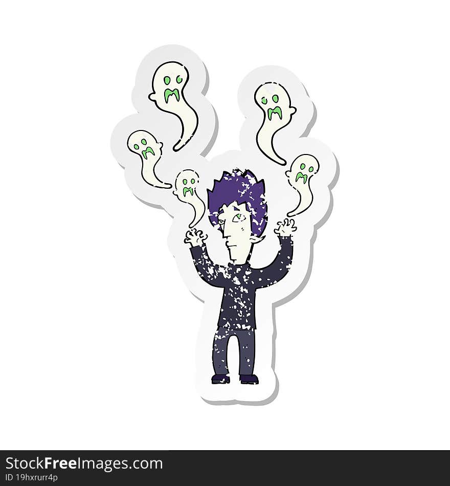 retro distressed sticker of a cartoon spooky vampire