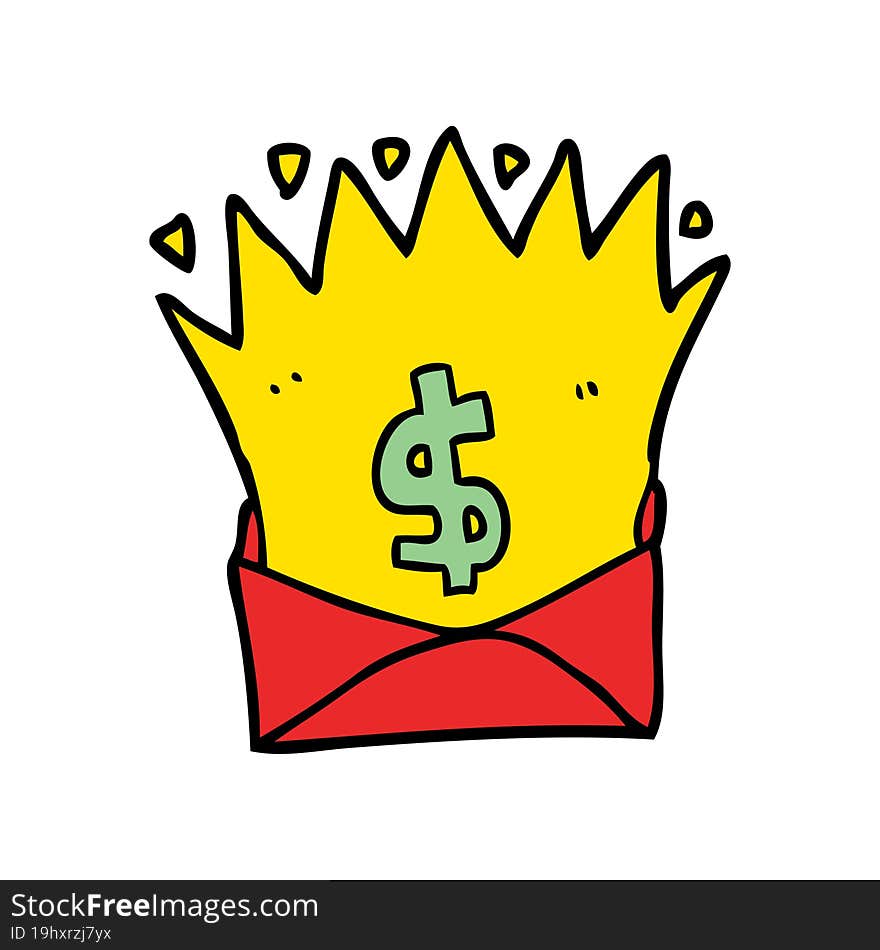 cartoon envelope with money sign. cartoon envelope with money sign