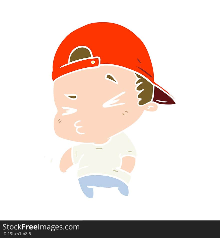 flat color style cartoon cool kid