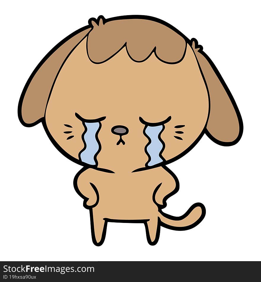 cute puppy crying cartoon. cute puppy crying cartoon