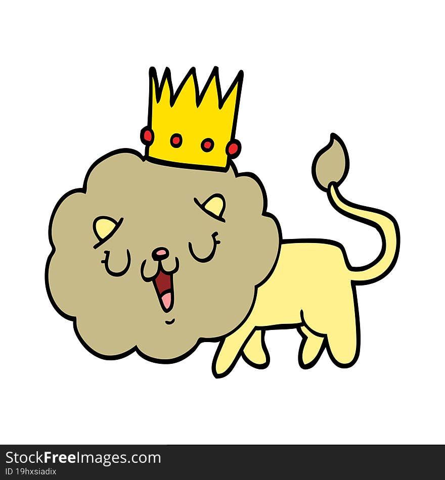 Cartoon Lion With Crown