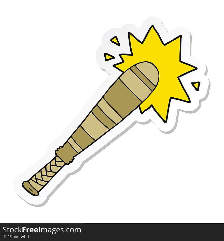 sticker of a cartoon baseball bat hitting