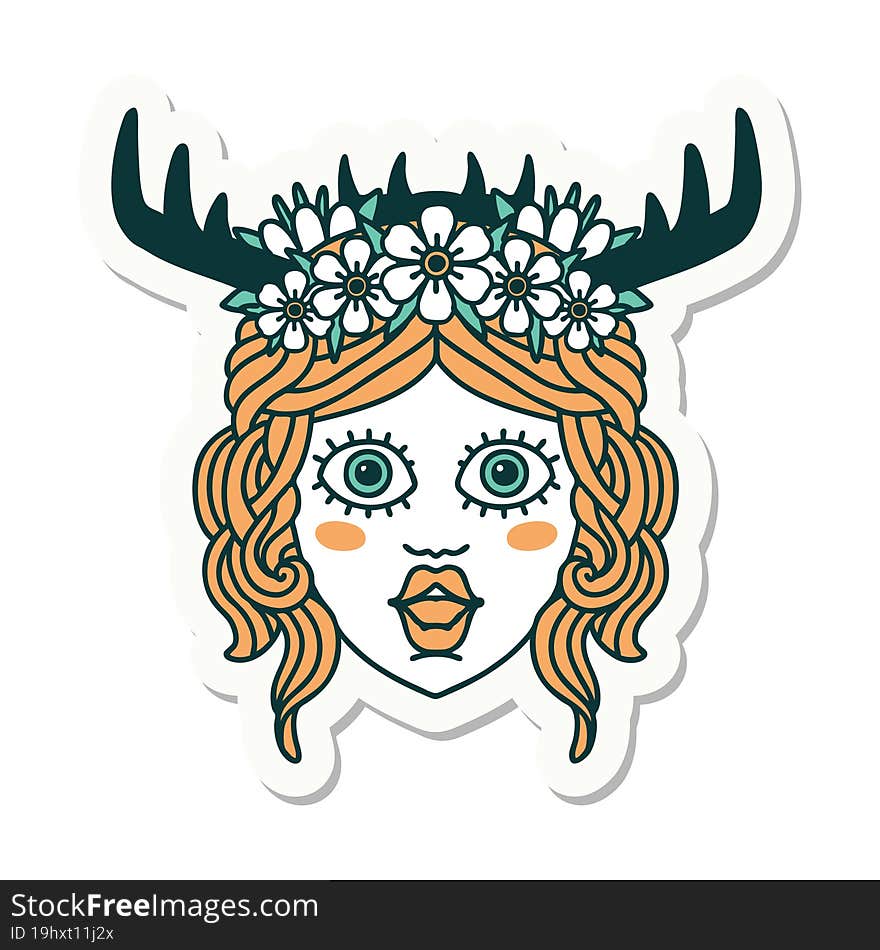 human druid character face sticker