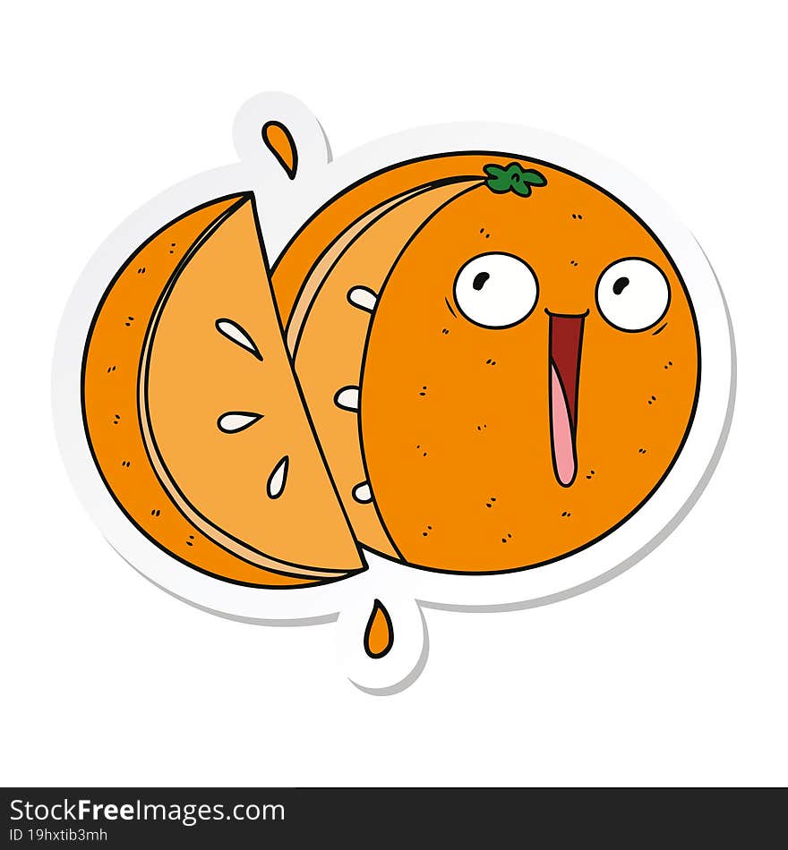 Sticker Of A Crazy Cartoon Orange