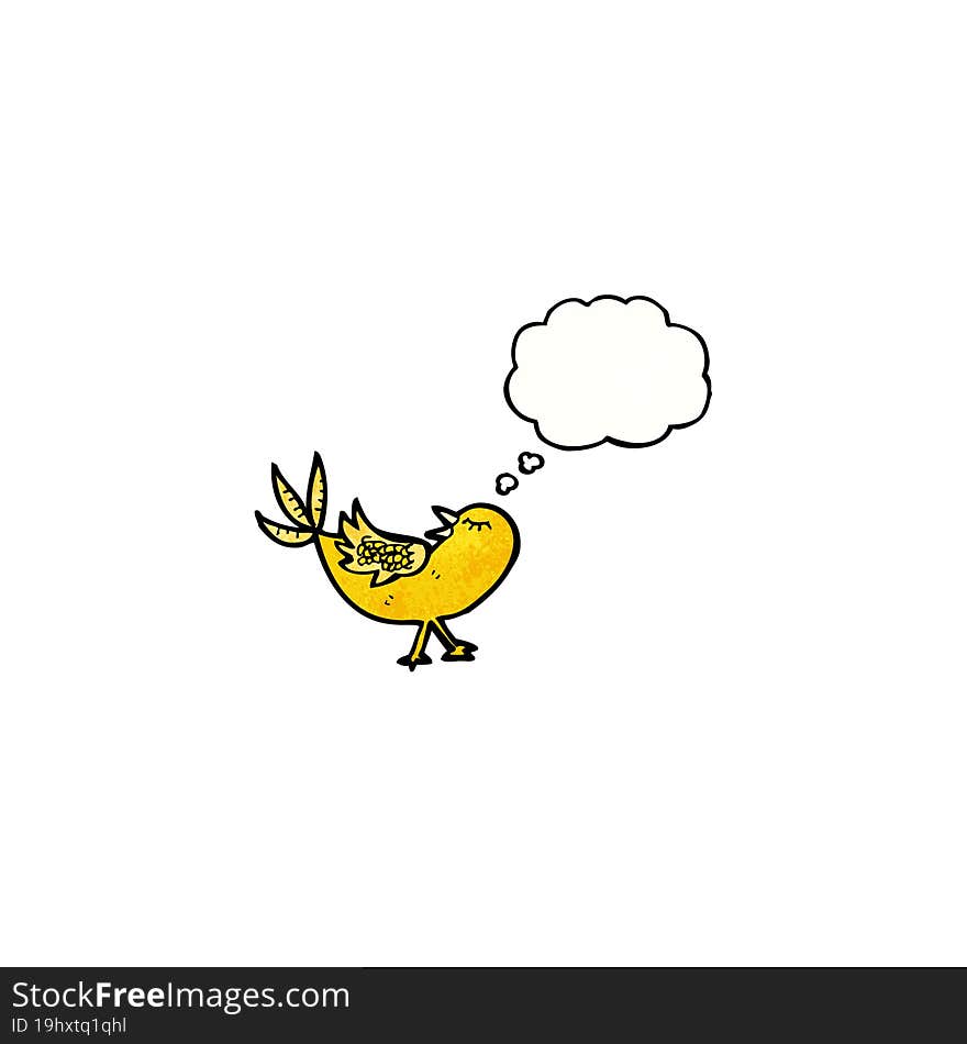 cartoon bird with thought bubble