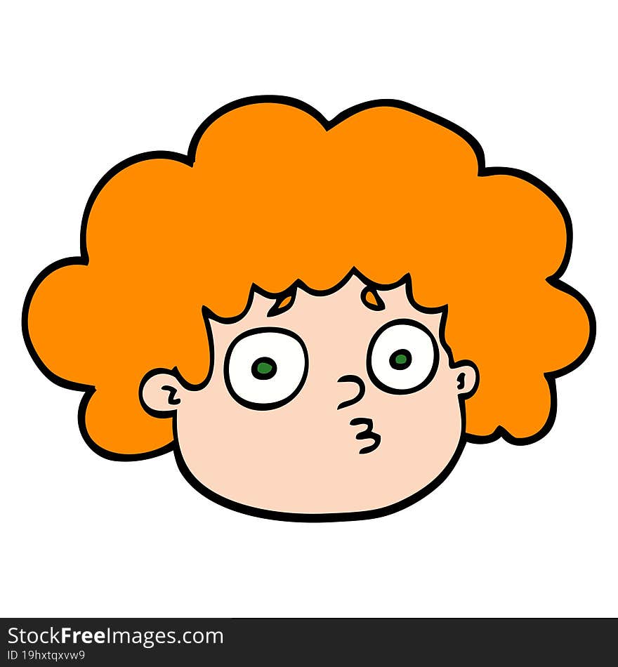 Hand Drawn Doodle Style Cartoon Big Hair Boy