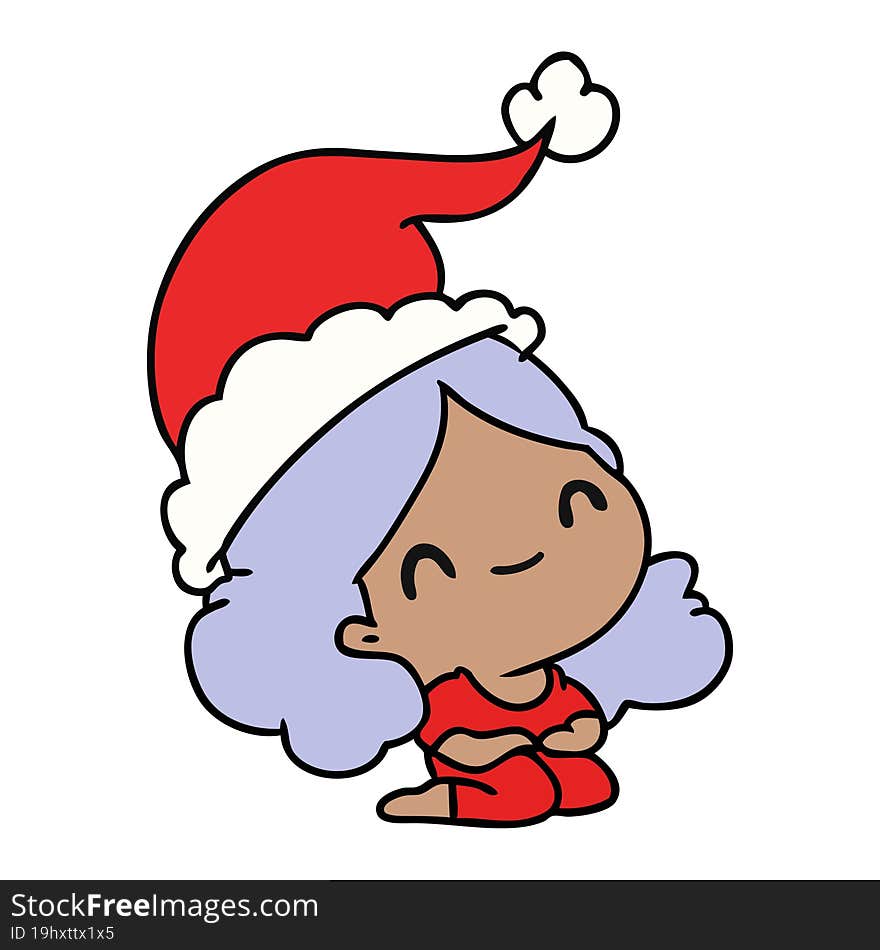 hand drawn christmas cartoon of kawaii girl