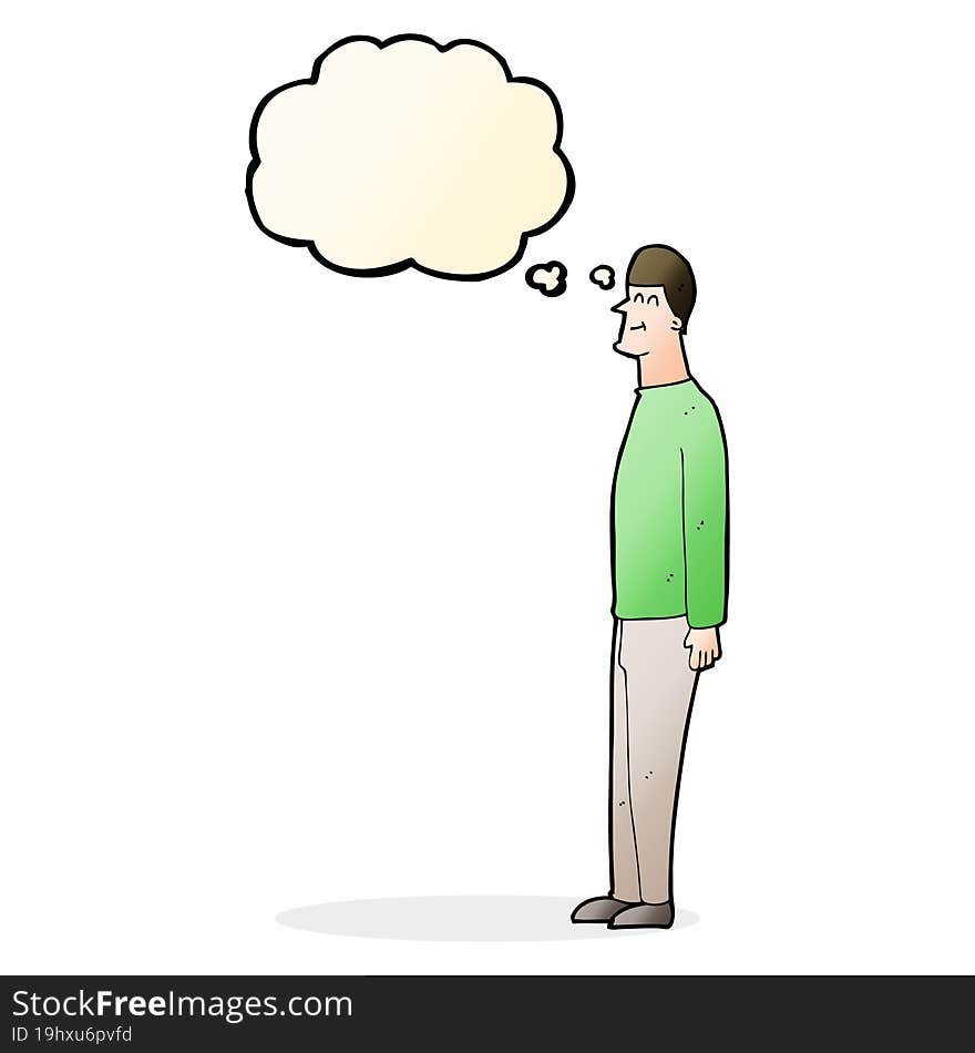 cartoon tall man with thought bubble