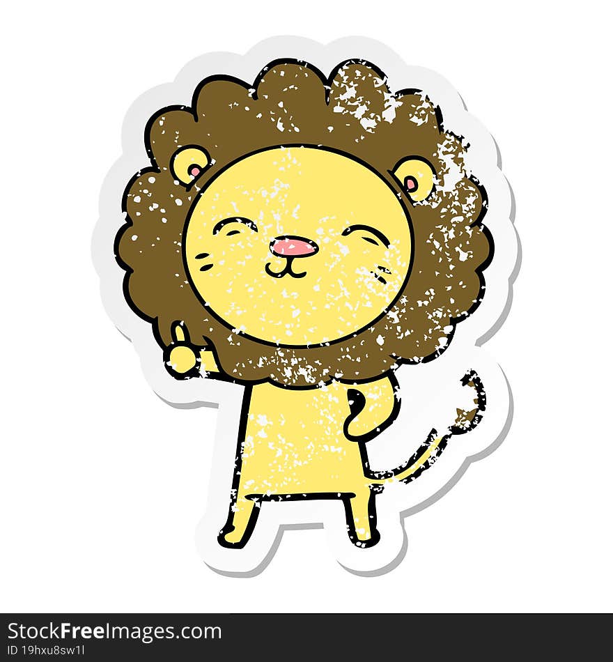 distressed sticker of a cartoon lion