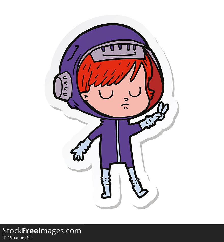 sticker of a cartoon astronaut woman