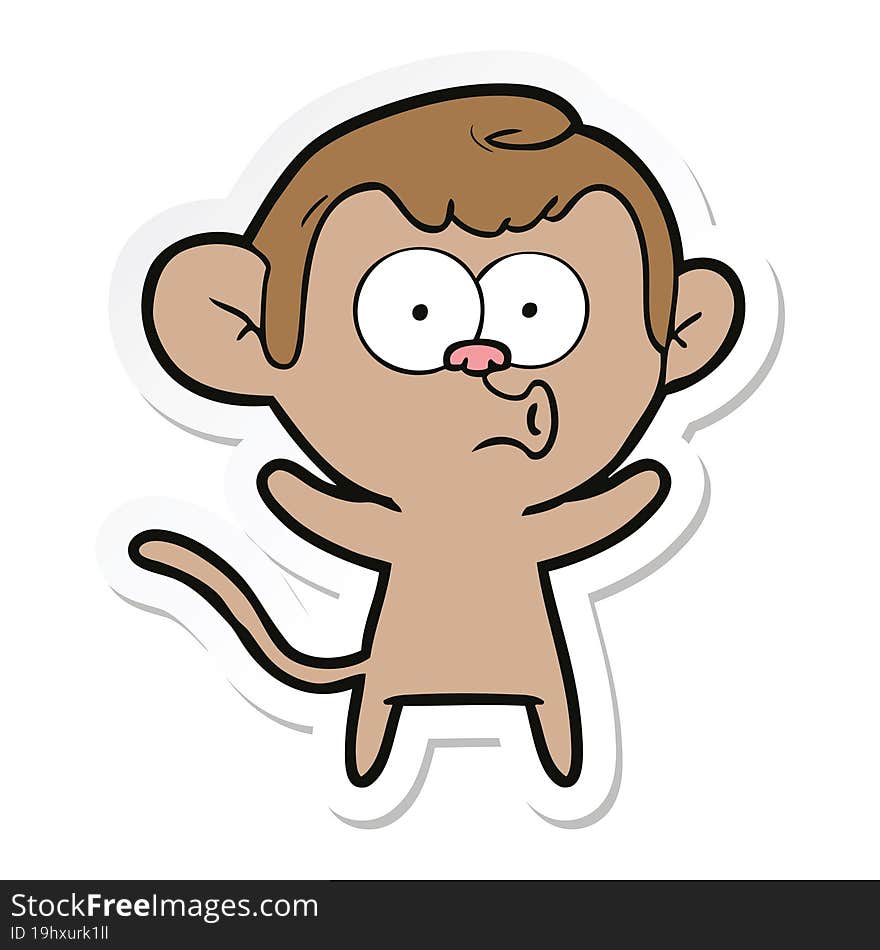 Sticker Of A Cartoon Surprised Monkey