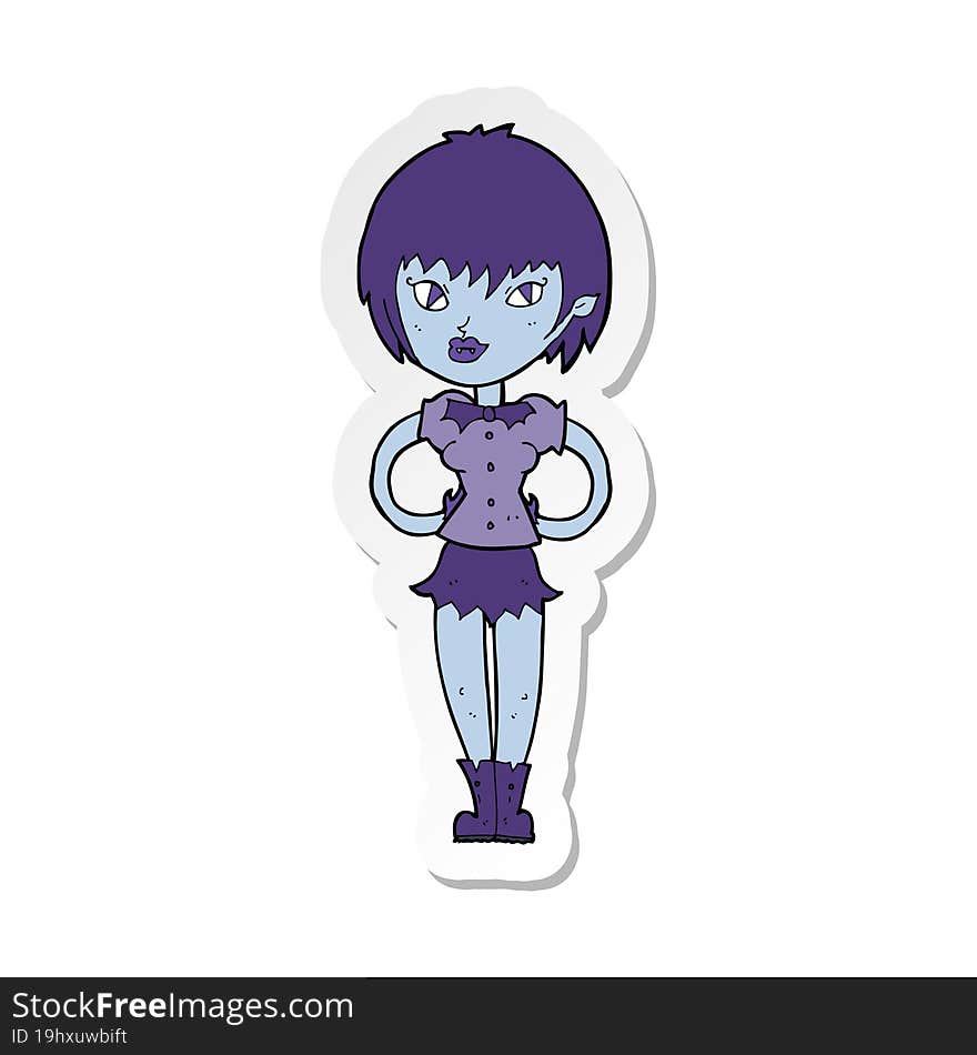 sticker of a cartoon pretty vampire girl