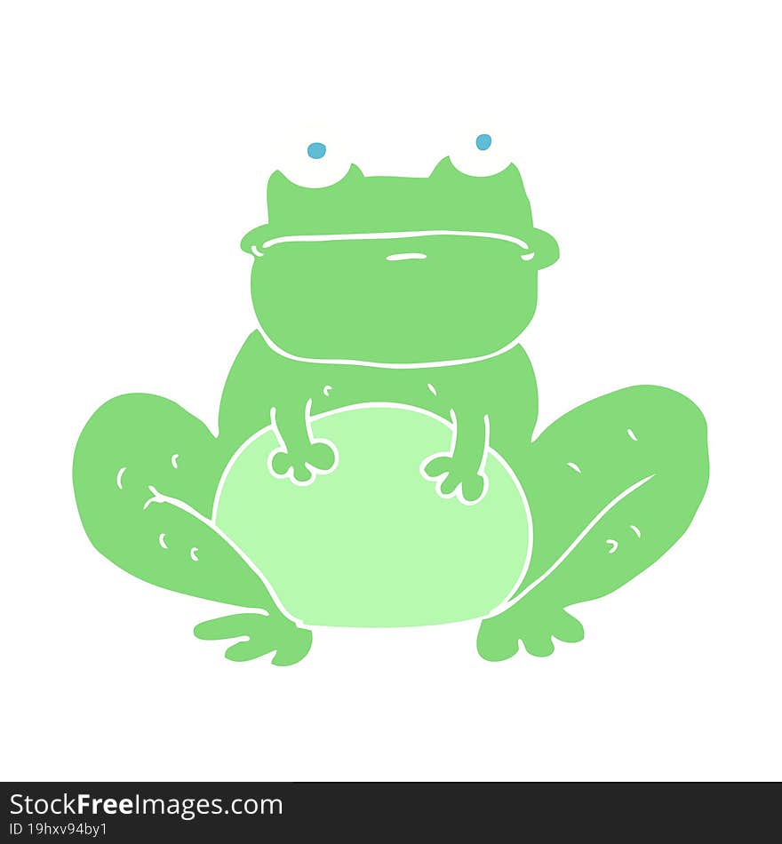 Flat Color Illustration Of A Cartoon Frog