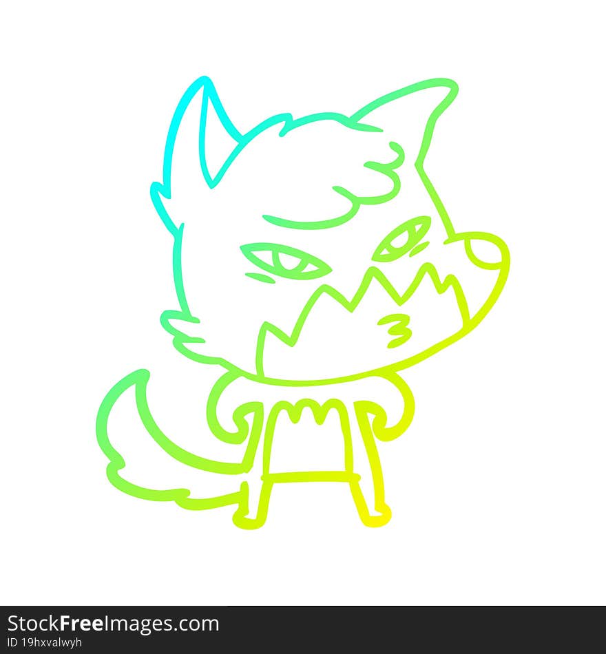 cold gradient line drawing clever cartoon fox