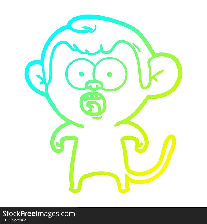 cold gradient line drawing cartoon shocked monkey