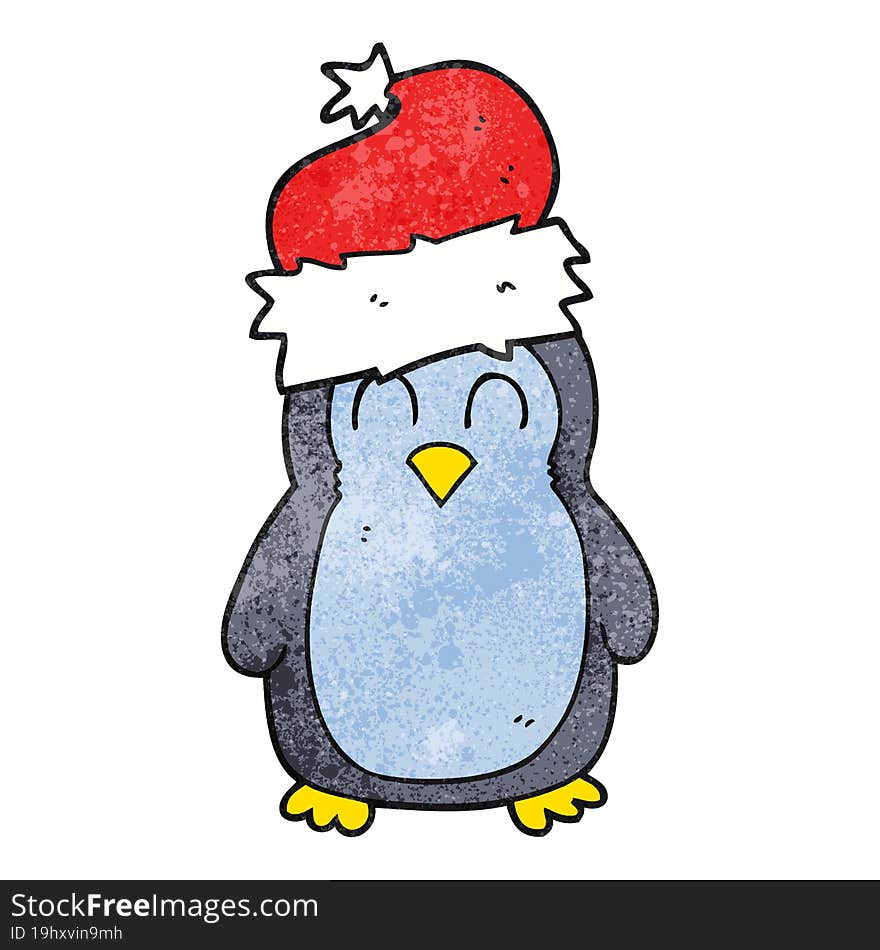 freehand textured cartoon penguin