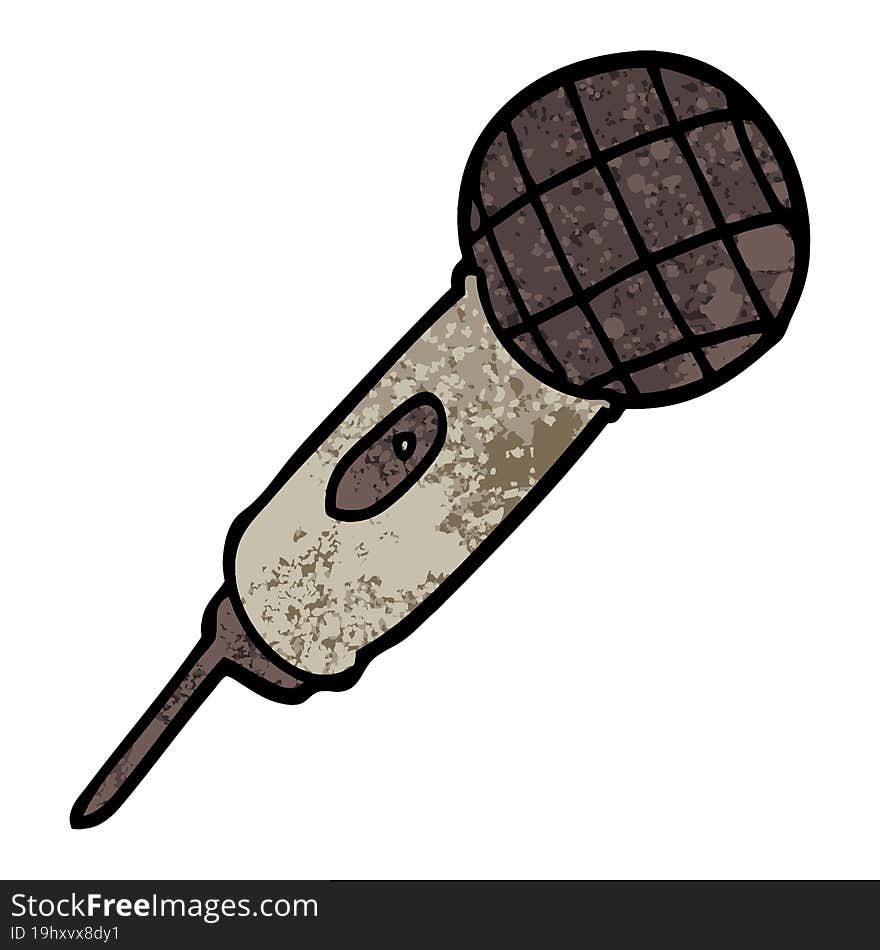 Grunge Textured Illustration Cartoon Microphone