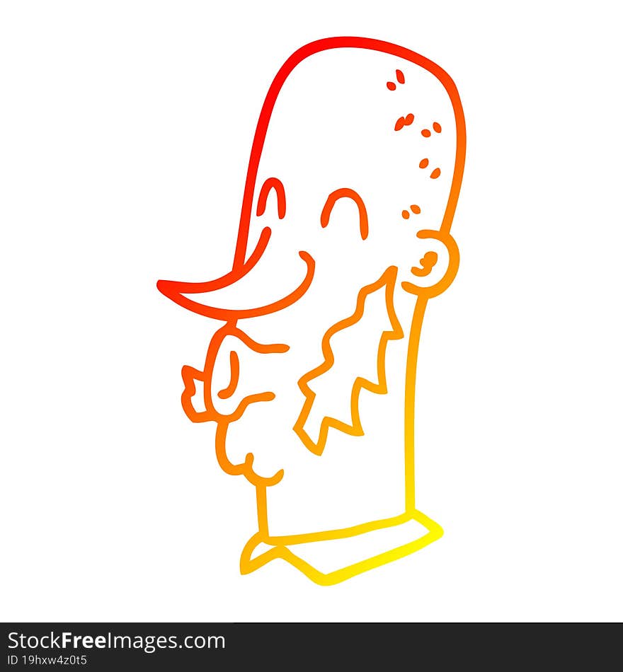 warm gradient line drawing cartoon man with muttonchop facial hair