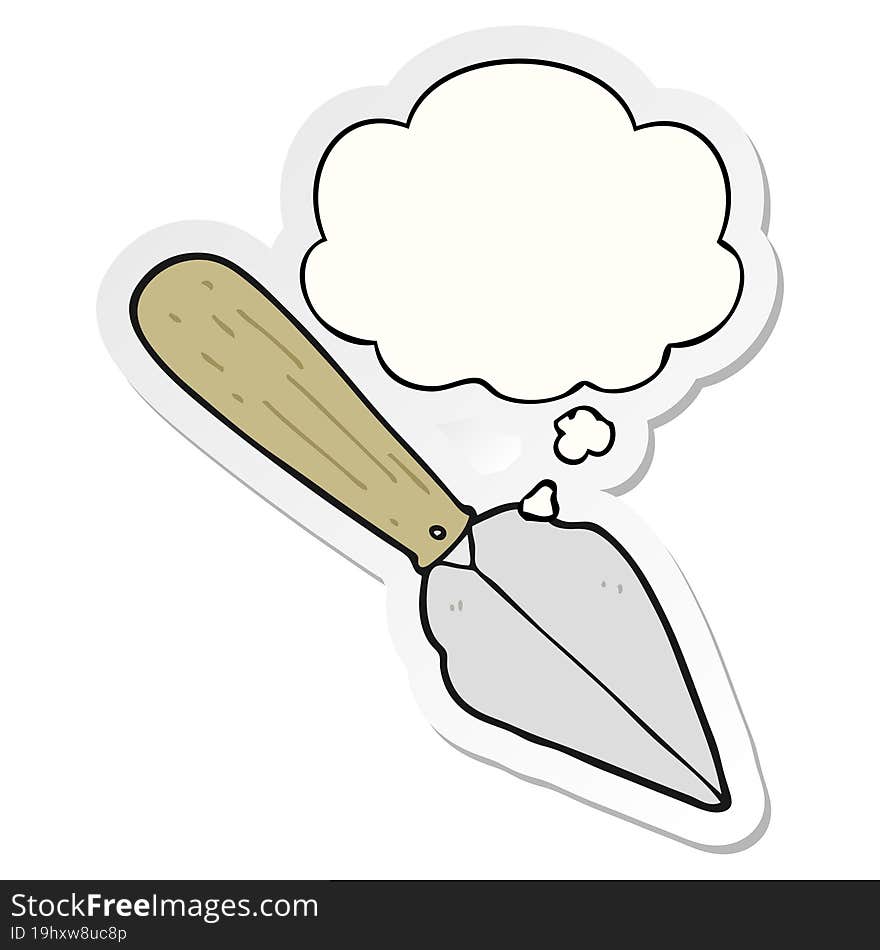 Cartoon Garden Trowel And Thought Bubble As A Printed Sticker