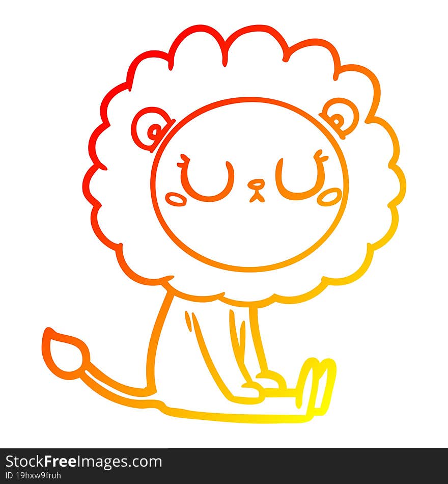 warm gradient line drawing of a cartoon lion