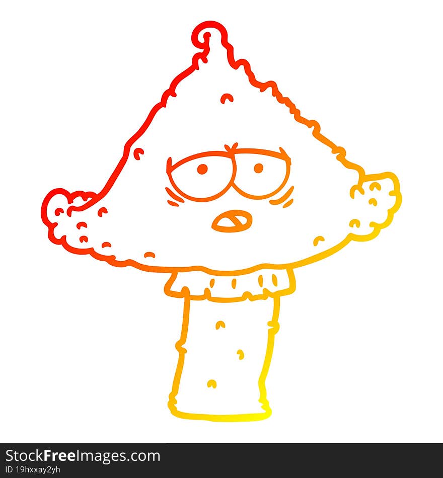 warm gradient line drawing of a cartoon mushroom with face