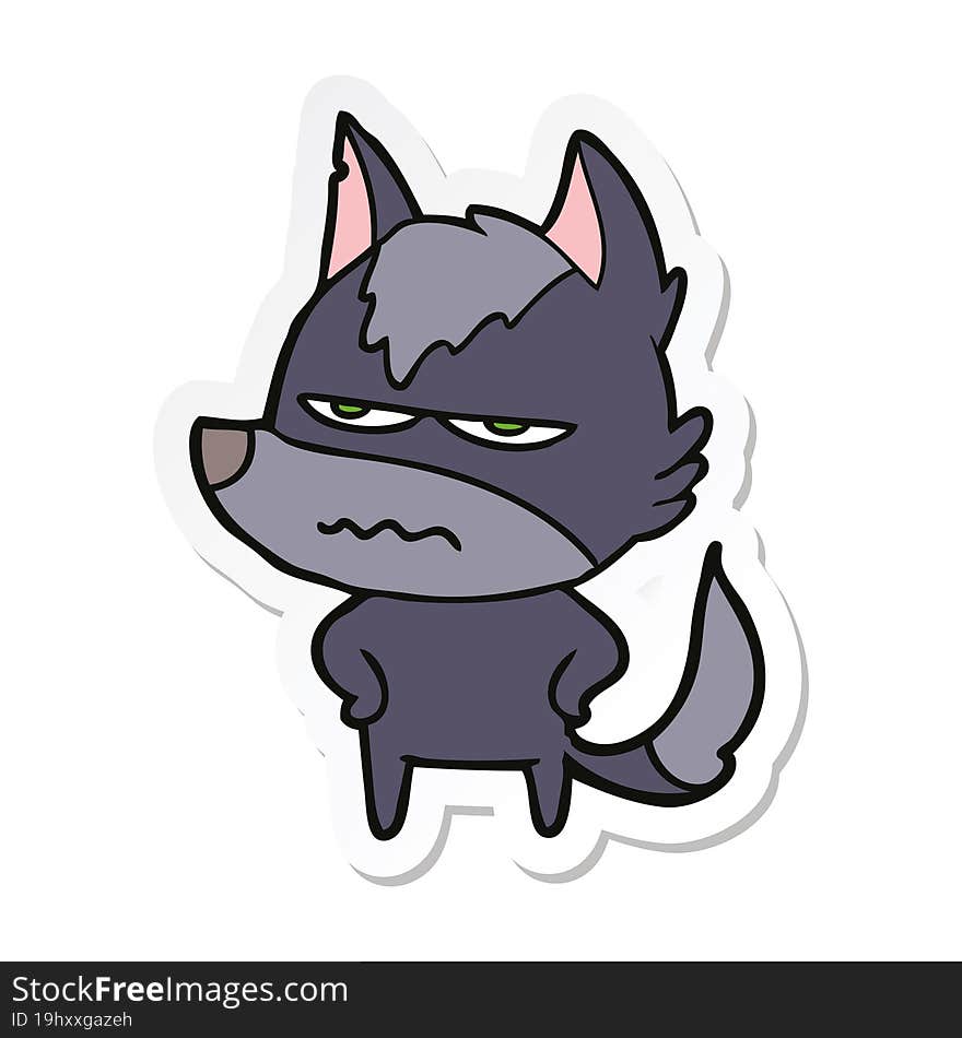 sticker of a cartoon annoyed wolf