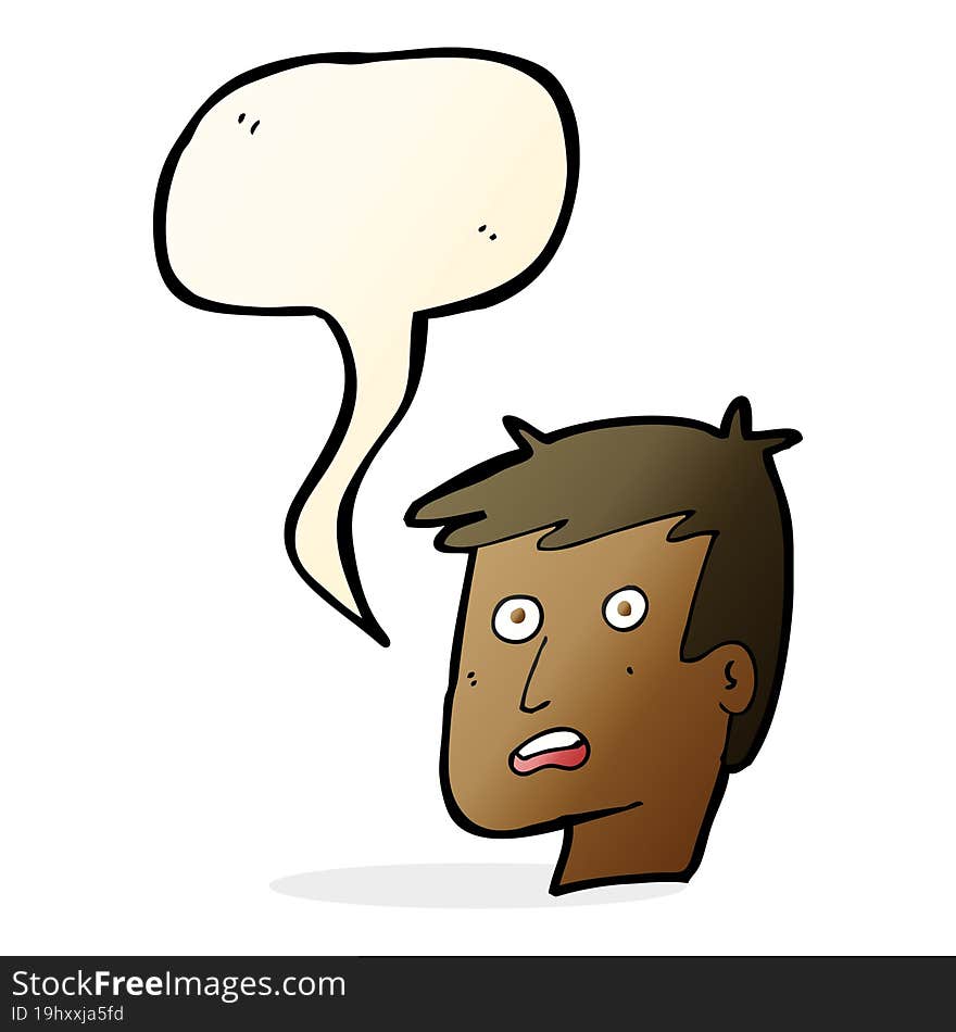 cartoon unhappy face with speech bubble