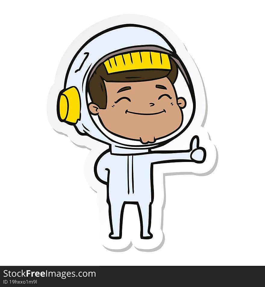 sticker of a happy cartoon astronaut