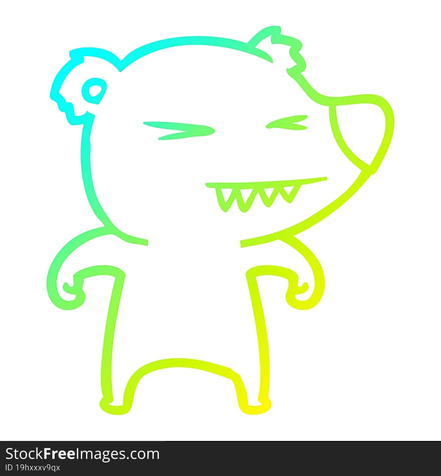 cold gradient line drawing of a angry bear cartoon